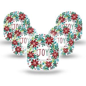 ExpressionMed Christmas Wreath Omnipod Tape 5-Pack Tape and 5-Pack Sticker Winter Holiday Feeling Wreath, Adhesive Patch Pump Design