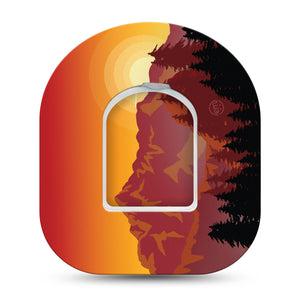Sunset Mountain Custom Pod CGM Monitor Single Tape and Sticker ExpressionMed
