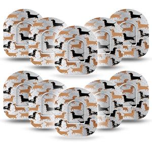 Daschunds Pod Patch 10-Pack Tape and Sticker