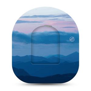 ExpressionMed Watercolor Skies Omnipod Full Wrap Center Sticker and Mini Tape Rocky Mountain Themed Vinyl Sticker and Tape Design Pump Design