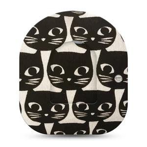 ExpressionMed Black Cats Pod Full Wrap Center Sticker with Matching Omnipod Adhesive Patch Black Kitty Cats Pattern Vinyl Device Pump Design