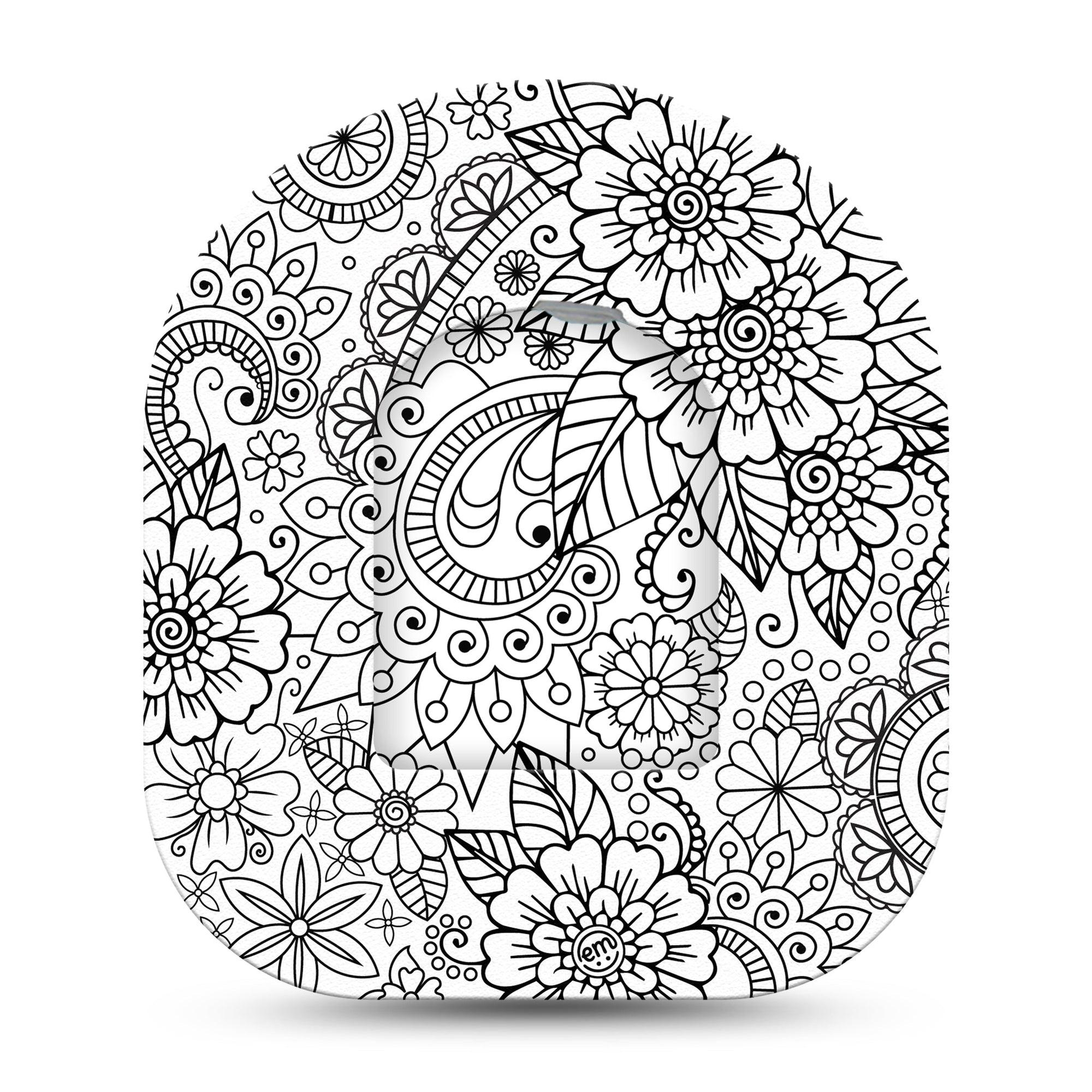 Color Me Flower Pod Center Sticker with Matching Tape Single Colorless Flower Vinyl Pump Design