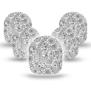 ExpressionMed Color Me Flower Pod Tape 5 Stickers and 5 Tapes, Custom Design Plaster Pump Design