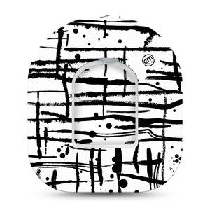Black and White Drip Omnipod Tape with center sticker