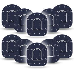 ExpressionMed Navy Palm Trees Omnipod Tape 10-Pack with center stickers