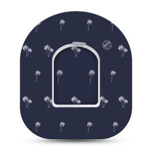 ExpressionMed Navy Palm Trees Omnipod Tape with center sticker