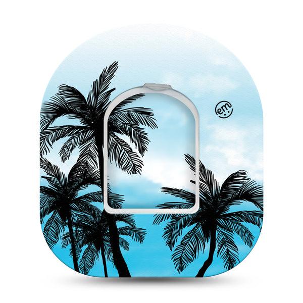 ExpressionMed Blue Palmy Nights Omnipod Cover with center sticker