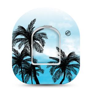 ExpressionMed Blue Palmy Nights Omnipod Cover with center sticker