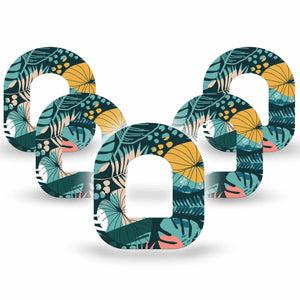 ExpressionMed Colorful Jungle Tropics Omnipod Cover 5-Pack Tape