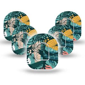 ExpressionMed Colorful Jungle Tropics Omnipod Cover 5-Pack Tape and Sticker