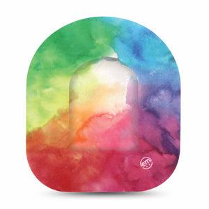 ExpressionMed Rainbow Clouds Pod Full Wrap Sticker Single with Matching Omnipod Patch Sticker rainbow Watercolor Clouds Vinyl Decoration Pump design