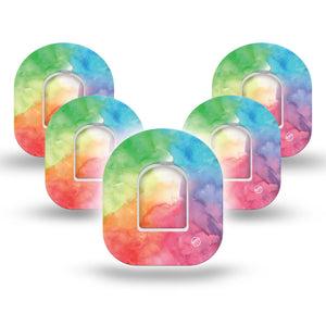 ExpressionMed Rainbow Cloud Omnipod Patch 5-Pack Tape and Stickers