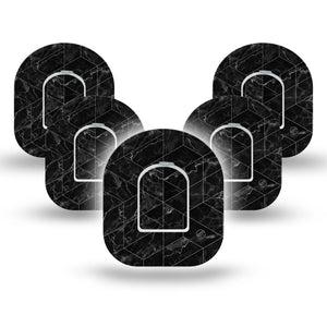 Black Marble Omnipod Patch 5-Pack Tape and Sticker