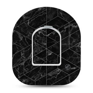 Black Marble Omnipod Patch Single Tape and Sticker