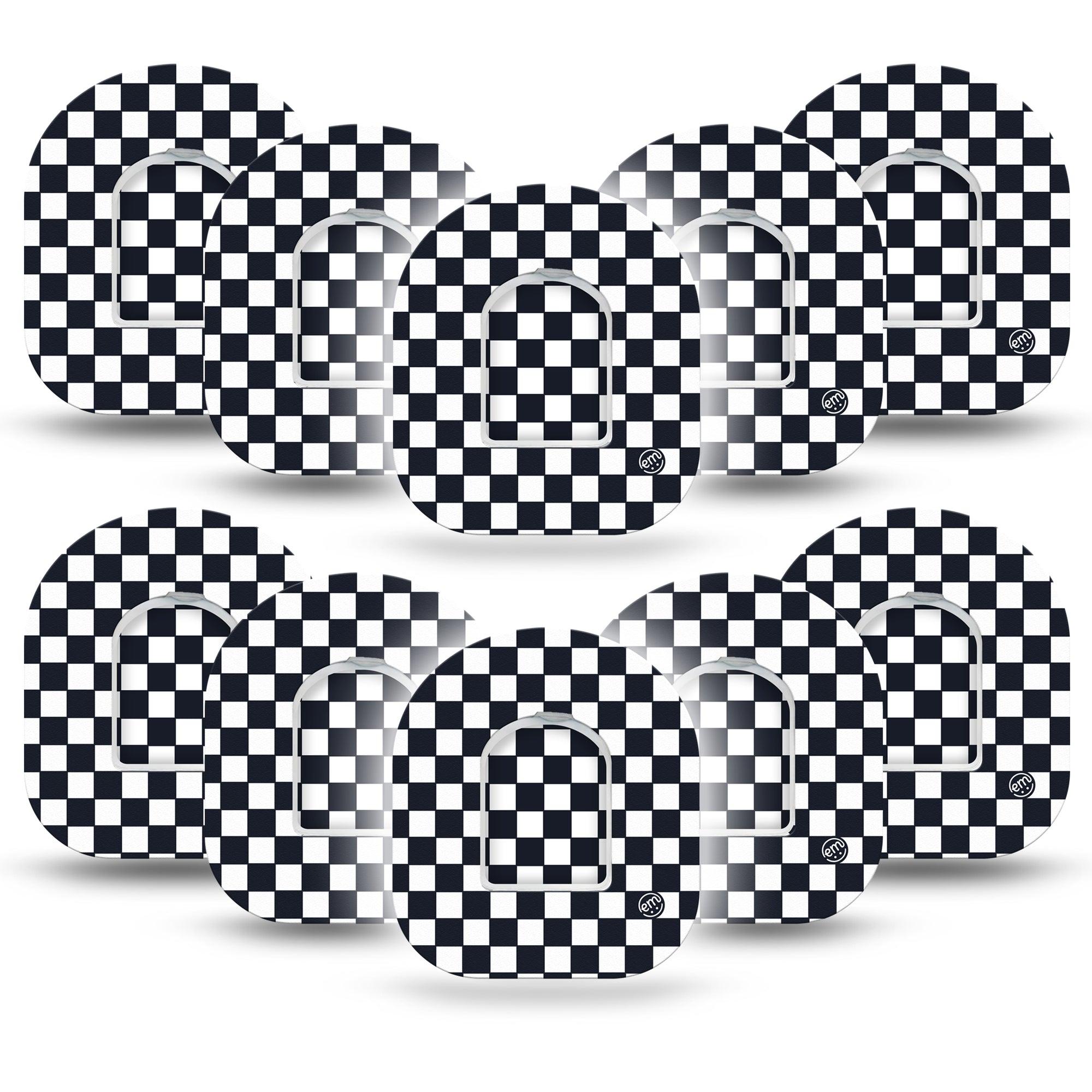 ExpressionMed Checkered Pod Tape 10-Pack Tape and 10-Pack Sticker, Racing Flair Fixing Ring Patch Pump Design