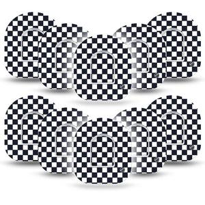 ExpressionMed Checkered Pod Tape 10-Pack Tape and 10-Pack Sticker, Racing Flair Fixing Ring Patch Pump Design