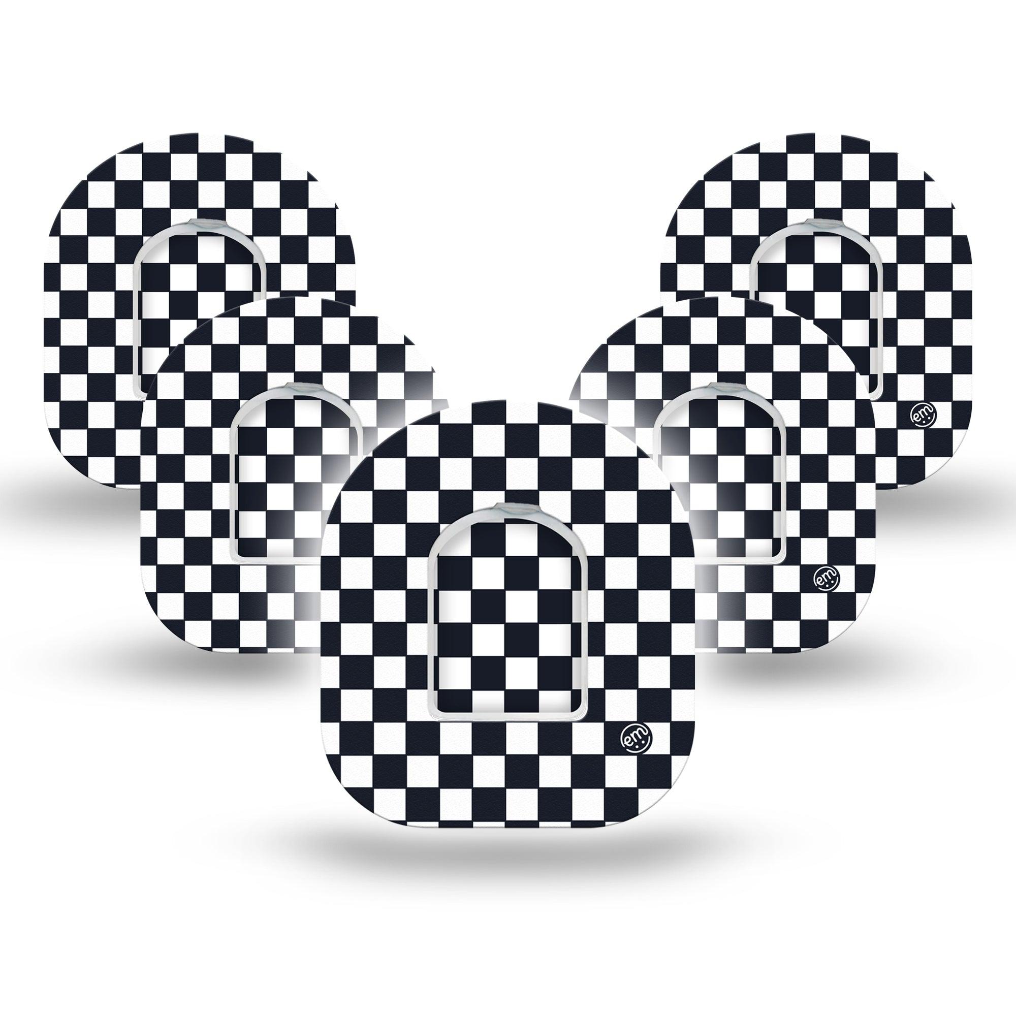 ExpressionMed Checkered Pod Tape 5-Pack Tape and 5-Pack Sticker, Racing Flair Fixing Ring Patch Pump Design