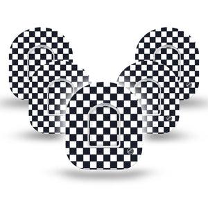 ExpressionMed Checkered Pod Tape 5-Pack Tape and 5-Pack Sticker, Racing Flair Fixing Ring Patch Pump Design