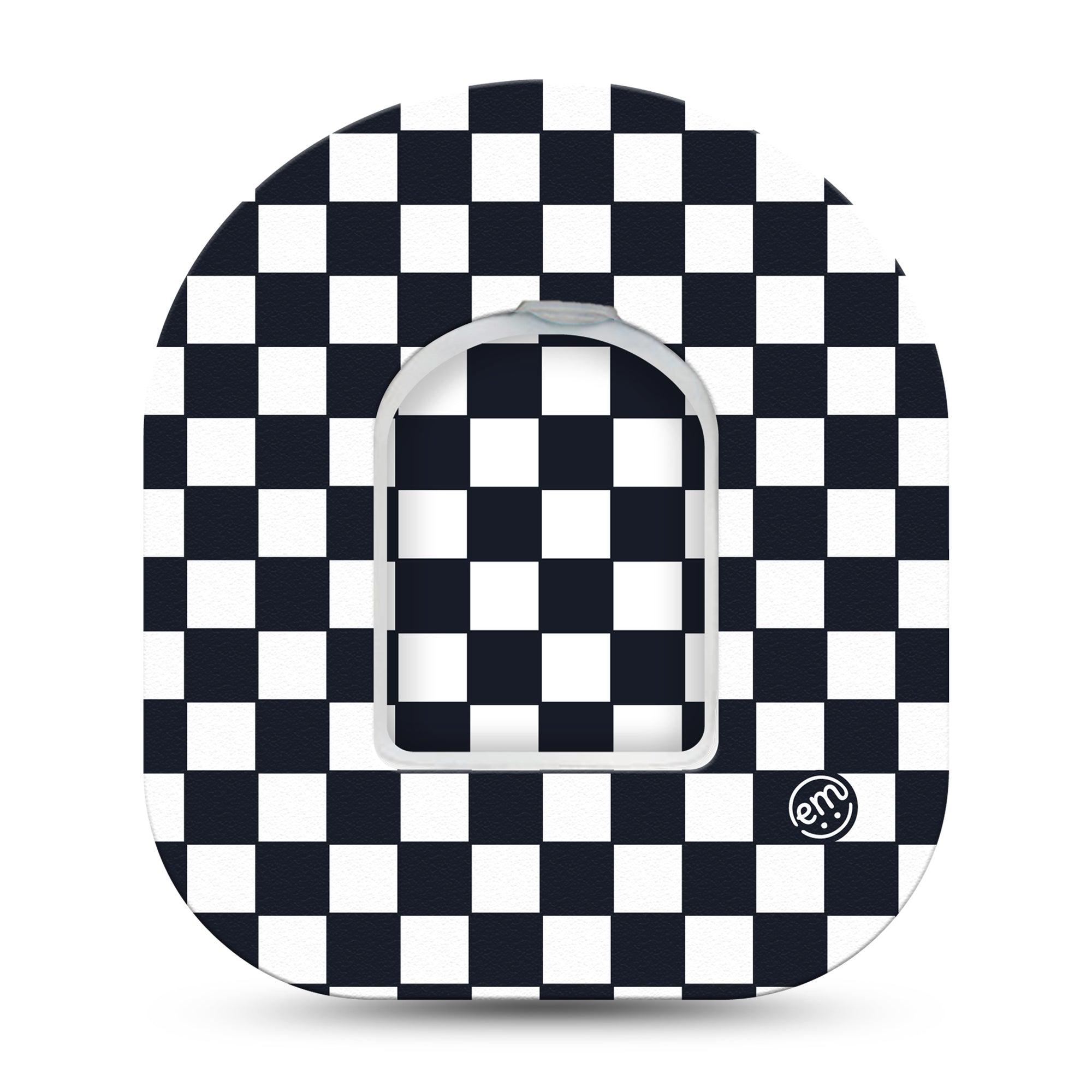 ExpressionMed Checkered Pod Tape Single Tape and Single Sticker, Racing Flair Fixing Ring Patch Pump Design