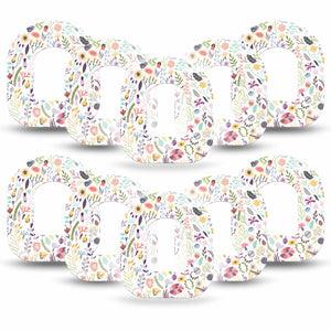 Springy Stems Pod Tape, Single, Variety of Colorful Florals and Stems Omnipod Overlay Patch Design 10-Pack