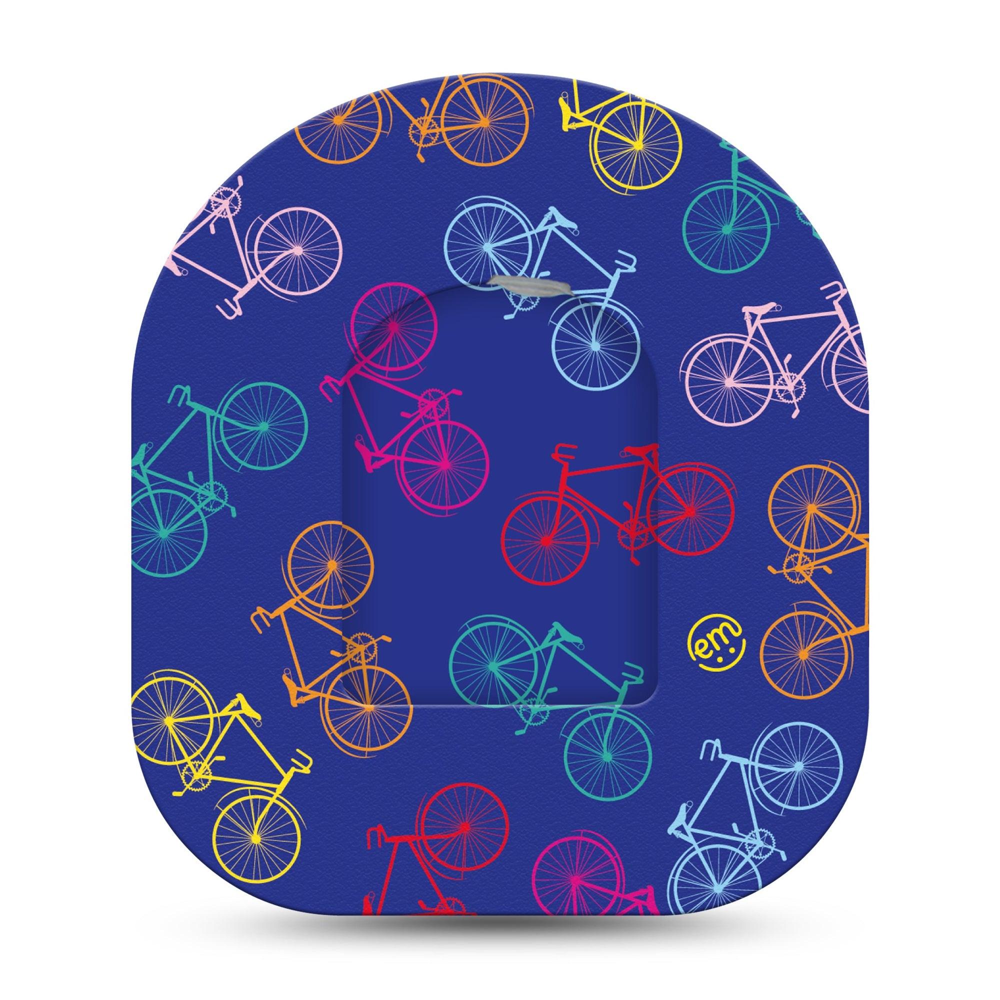 ExpressionMed Neon Bicycles Pod Full Wrap Sticker Single with Matching Omnipod Patch Sticker Purple with Neon Bike patterns Vinyl Decoration Pump design