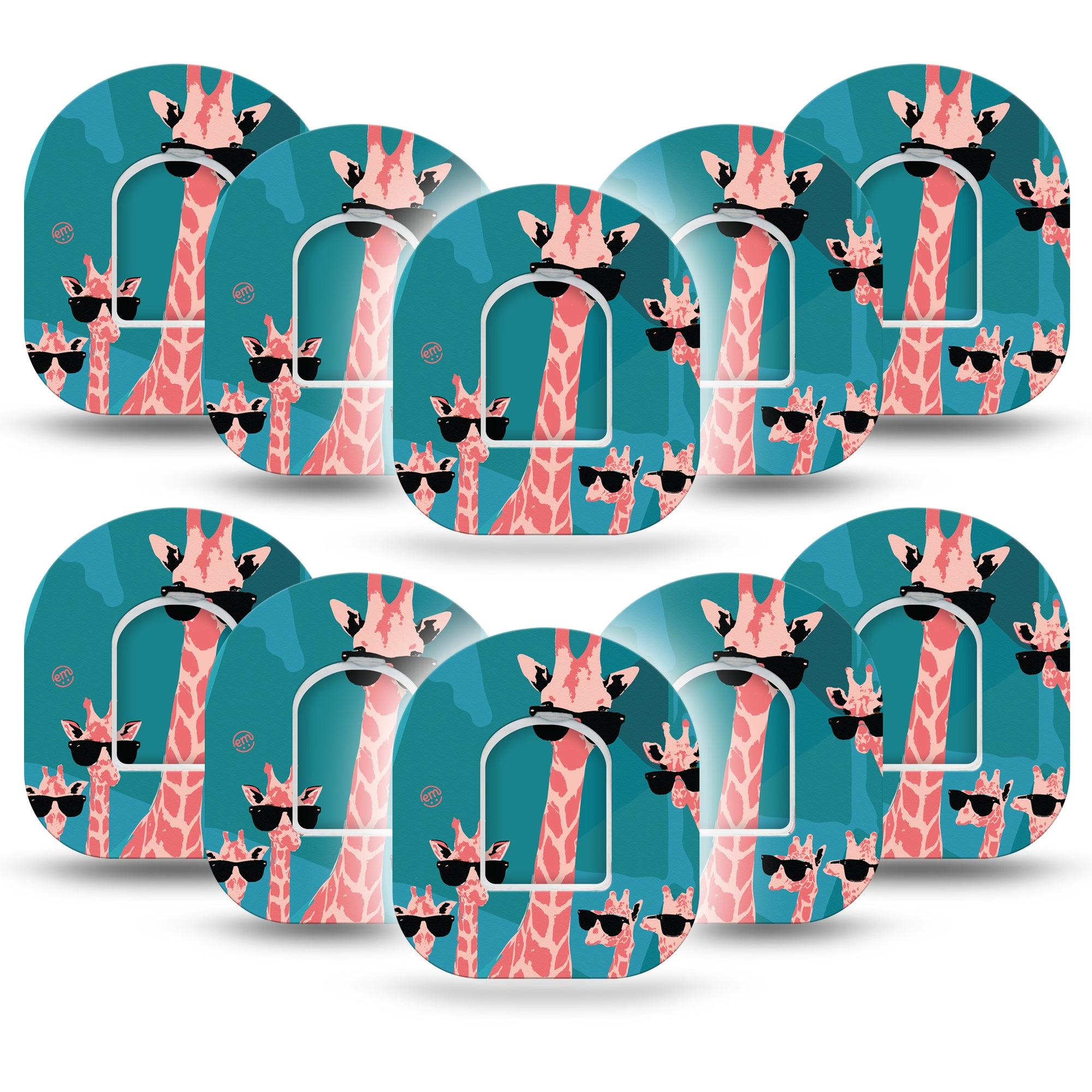 Giraffes Shades Pod CGM Tape 10-Pack with center stickers