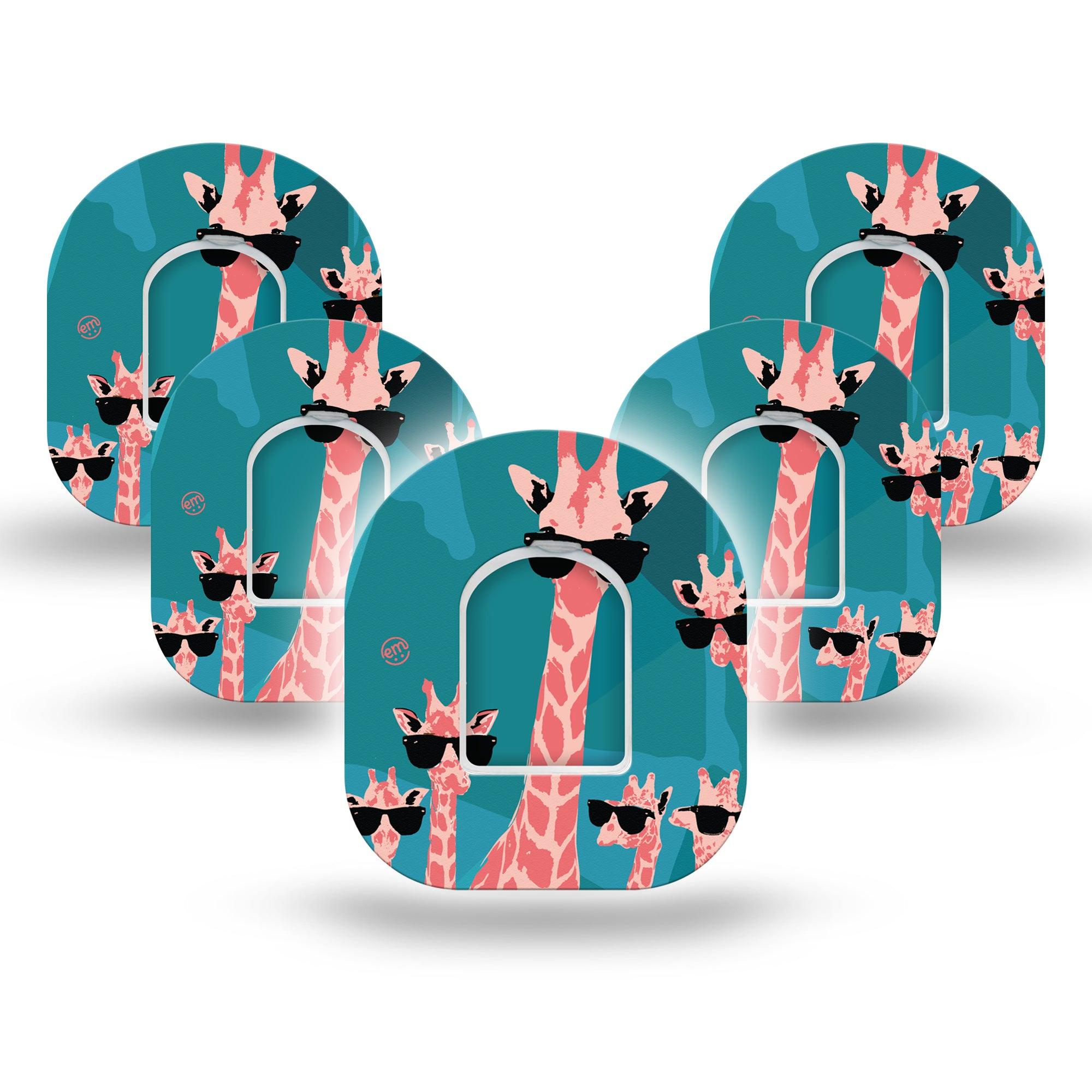 Giraffes Shades Pod CGM Tape 5-Pack with center stickers