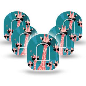 Giraffes Shades Pod CGM Tape 5-Pack with center stickers