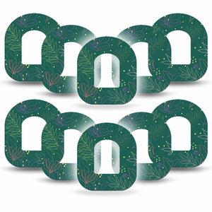 ExpressionMed Graphic Petals Omnipod Adhesive Patch, 10-Pack, green floral design