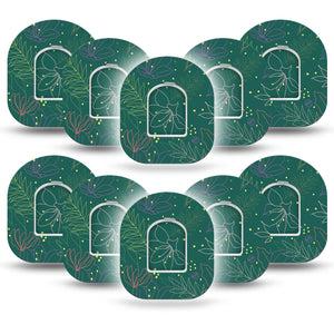 ExpressionMed Graphic Petals Omnipod Adhesive Patch, 10-Pack, green floral design with center stickers