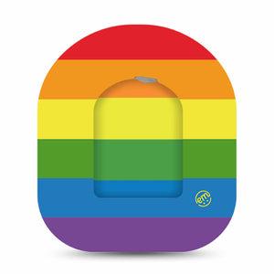 ExpressionMed Rainbow Flag Pod Full Wrap Sticker Single with Matching Omnipod Patch Sticker Rainbow Stripes Vinyl Graphics Pump design