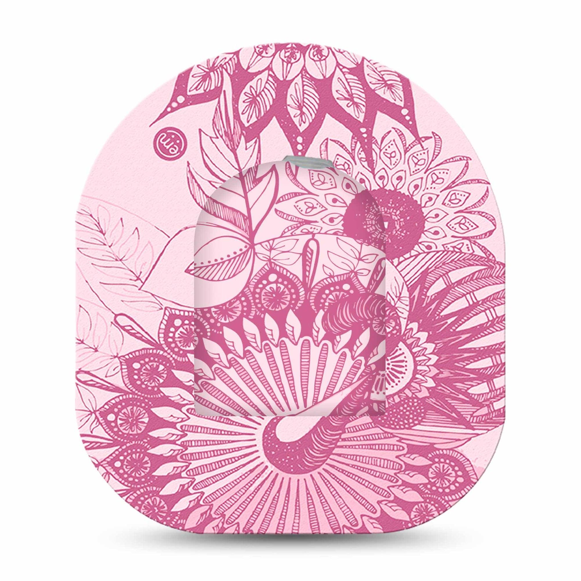 ExpressionMed Magenta Dani Pod Full Wrap Sticker Single with Matching Omnipod Patch Sticker Magenta Sunflower boho design Decorative Decal Pump design