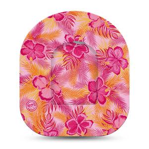 ExpressionMed Pink Hibiscus Pod Full Wrap Sticker Single with Matching Omnipod Patch Sticker Pink and orange hibiscus petals Decorative Decal Pump design