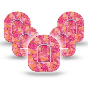 ExpressionMed Pink Hibiscus Pod Tape 5-Pack with center stickers