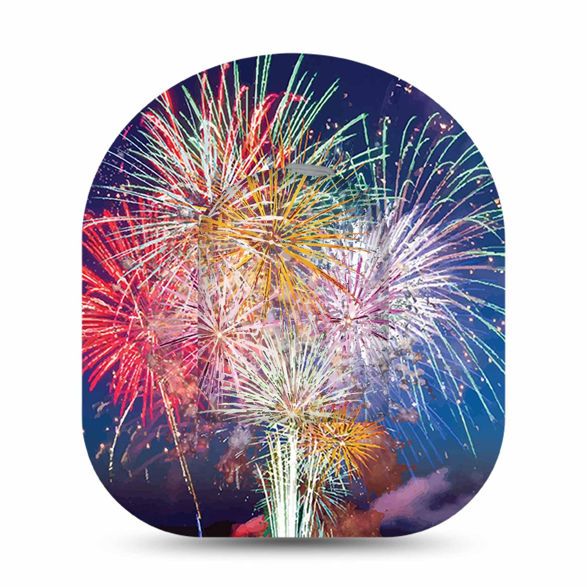 ExpressionMed Fireworks Pod Sticker with Tape Colorful Firework Display Vinyl Pump Design