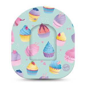 ExpressionMed Cupcakes Pod Center Sticker with Matching Pod Tape Single Sticker Only Pastel Mini Cake Treats Pump Design