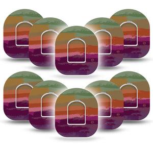 ExpressionMed Falling Colors Omnipod Adhesive Patch 10-Pack with center stickers