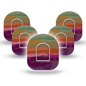 ExpressionMed Falling Colors Omnipod Adhesive Patch 5-Pack with center stickers