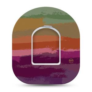 ExpressionMed Falling Colors Omnipod Adhesive Patch with center sticker