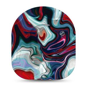 ExpressionMed Moody Marble Pod Full Wrap Sticker Single with Matching Omnipod Patch Sticker Blue with red Marbled design Vinyl Graphics Pump design