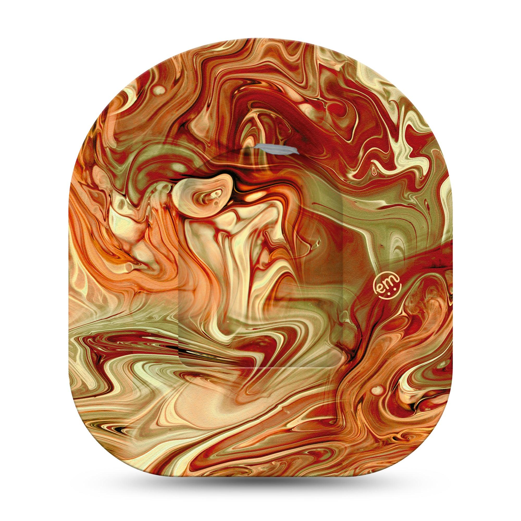 ExpressionMed Rustic Marble Omnipod Full Wrap Center Sticker and Mini Tape Autumn Swirl Vinyl Sticker and Tape Design Pump Design