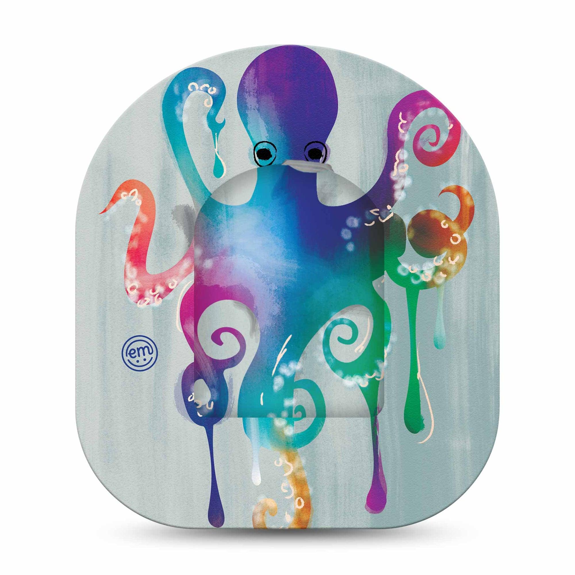 ExpressionMed Octopus tattoo Pod Full Wrap Sticker Single with Matching Omnipod Patch Sticker Colorful rainbow octopus Decorative Decal Pump design