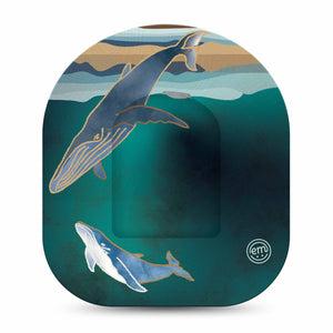 ExpressionMed Whales Omnipod Surface Full Wrap Sticker and Mini Tape Underwater Whales Vinyl Sticker and Tape Design Pump Design