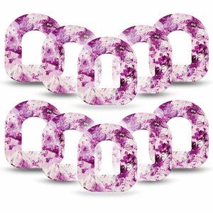 Violet Orchids Omnipod Tape, Single, Purple Floral Overlay Adhesive Design 10-Pack