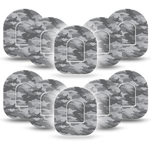 ExpressionMed Gray Camo Pod Tape 10-Pack with center stickers