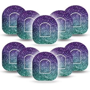 ExpressionMed Glittering Ombre Pod Tape 10-Pack Tape and 10-Pack Sticker, Shimmering Transition Adhesive Patch Pump Design