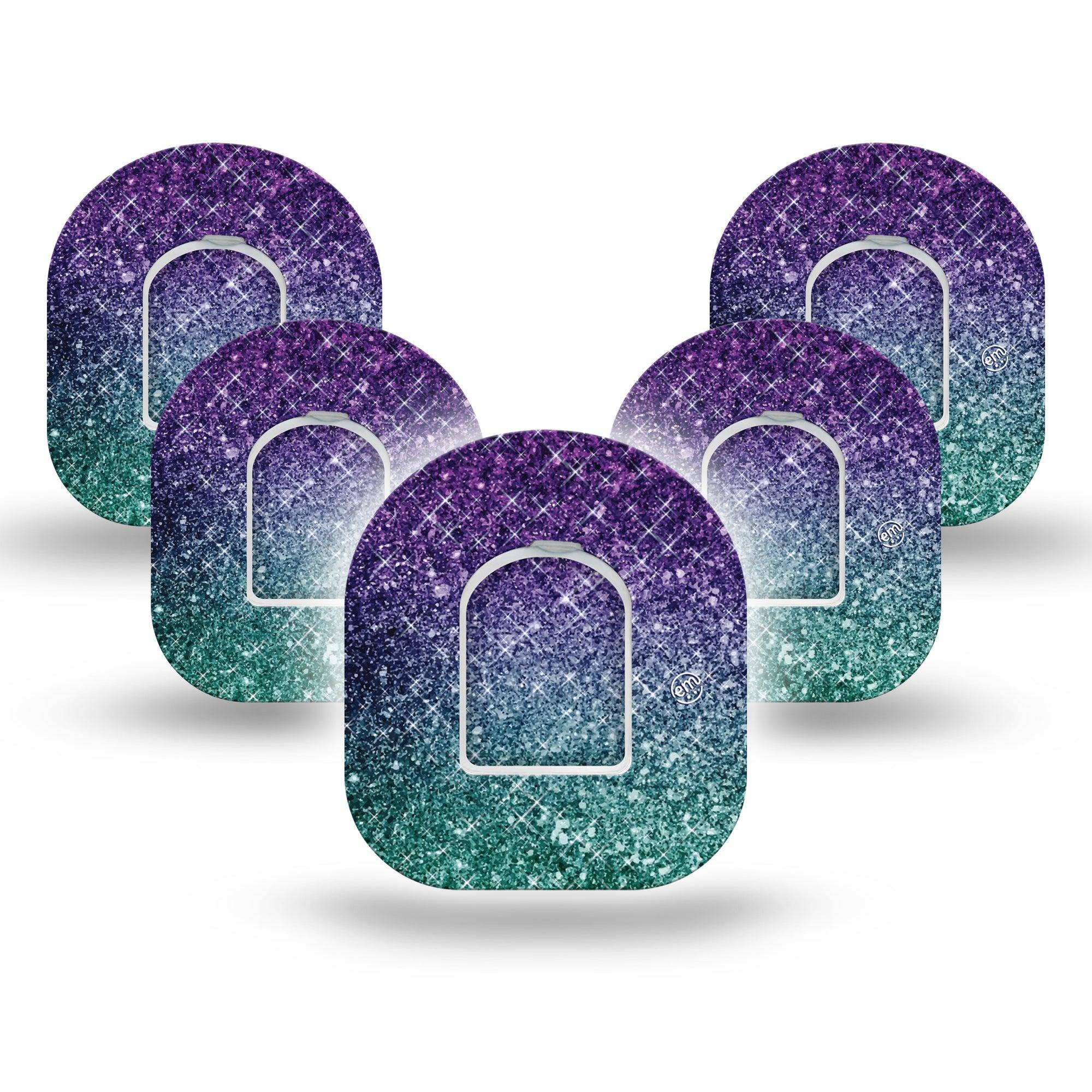 ExpressionMed Glittering Ombre Pod Tape 5 Stickers and 5 Tapes, Ombre Sparkle Fixing Ring Tape Pump Design