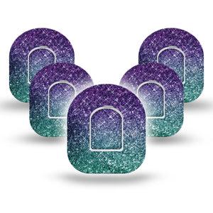 ExpressionMed Glittering Ombre Pod Tape 5 Stickers and 5 Tapes, Ombre Sparkle Fixing Ring Tape Pump Design