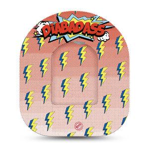 ExpressionMed Diabadass Omnipod Full Wrap Center Sticker Single Tape and Single Sticker Tape Diabetes Comic Themed, Vinyl Decoration Pump Design