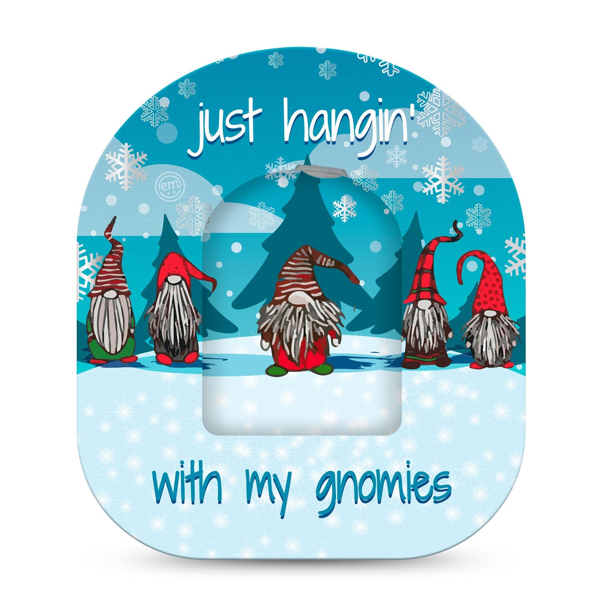 ExpressionMed Gnomies Omnipod Full Wrap Center Sticker and Pod Tape Winter Garden Gnome Vinyl Sticker and Tape Design Pump Design